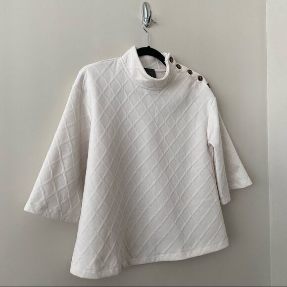 Anthropologie-Saturday/Sunday Mollie Button-Shoulder Top - Picture 2 of 9